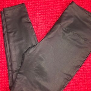 Light snake skin high waisted leather leggings